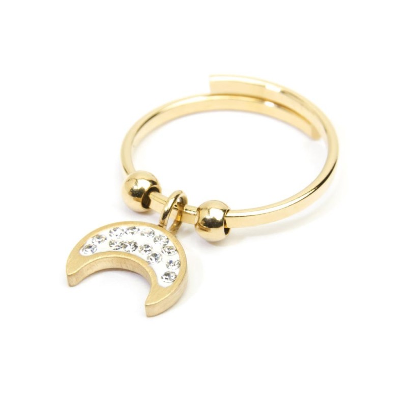 Marlù | Anello luna con cristalli pendente