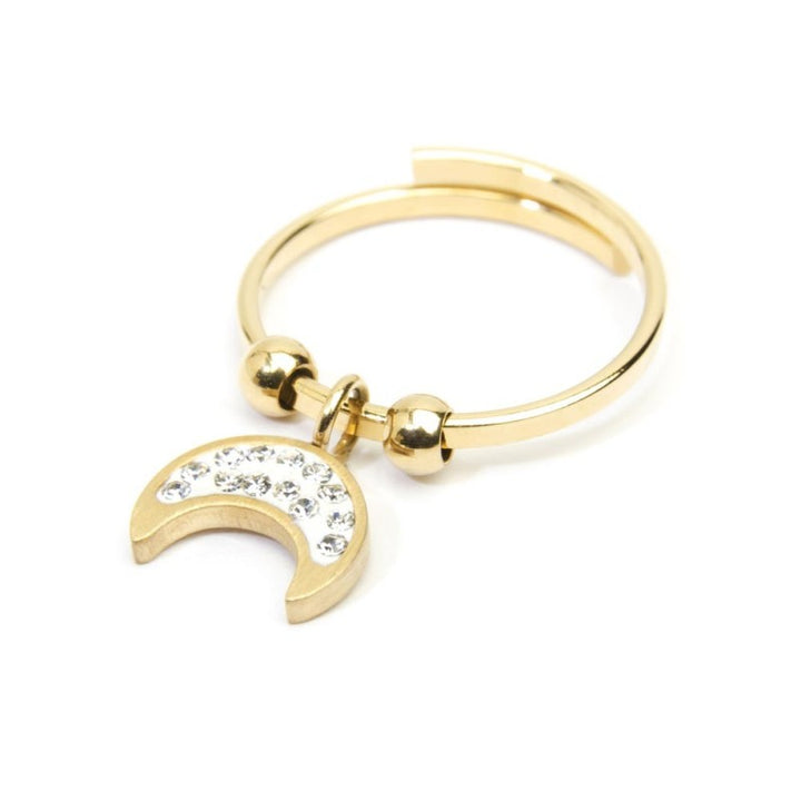Marlù | Anello luna con cristalli pendente