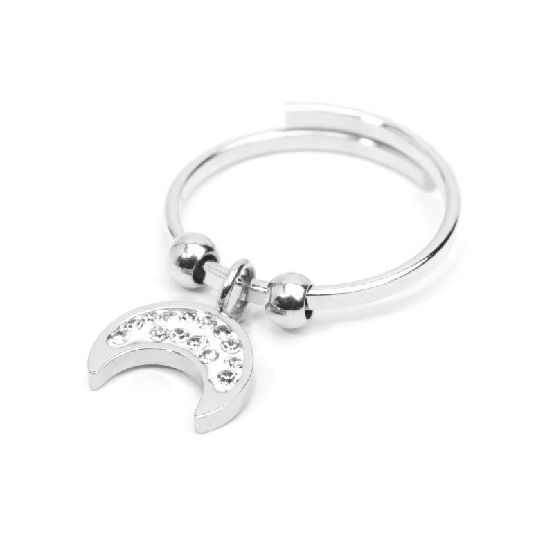 Marlù | Anello luna con cristalli pendente