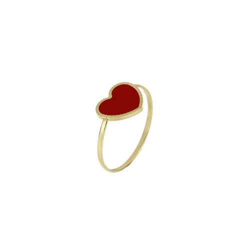 iGold | Anello cuore rosso in oro 9 kt