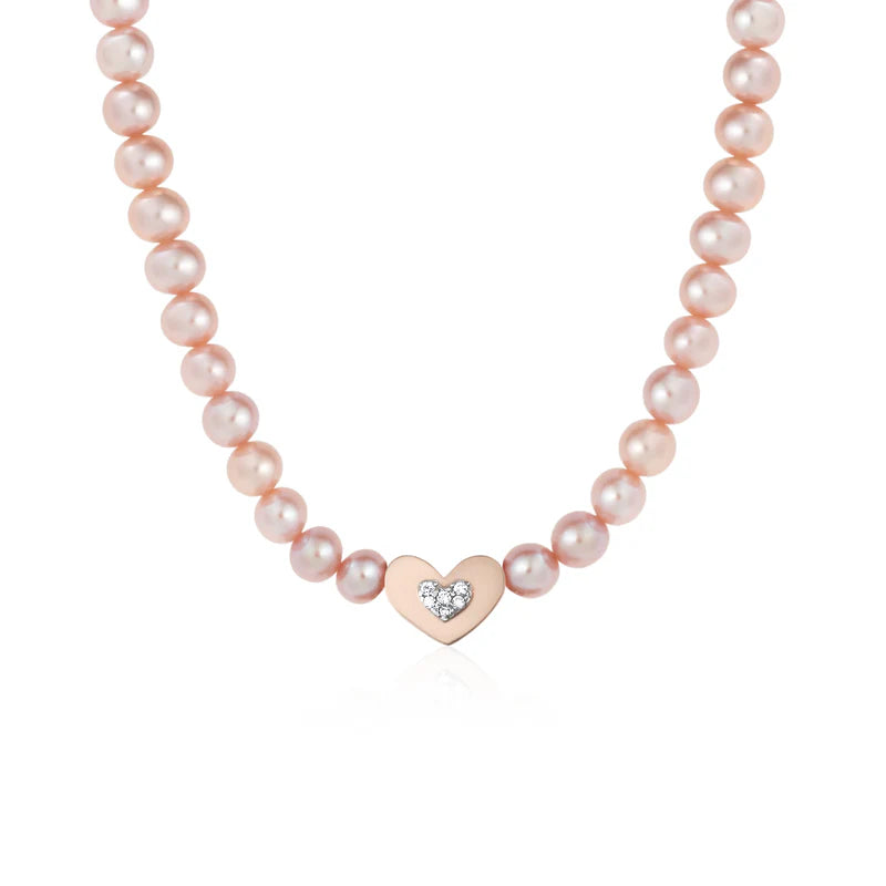 Roberto Giannotti | Collana di perle rosa con cuore