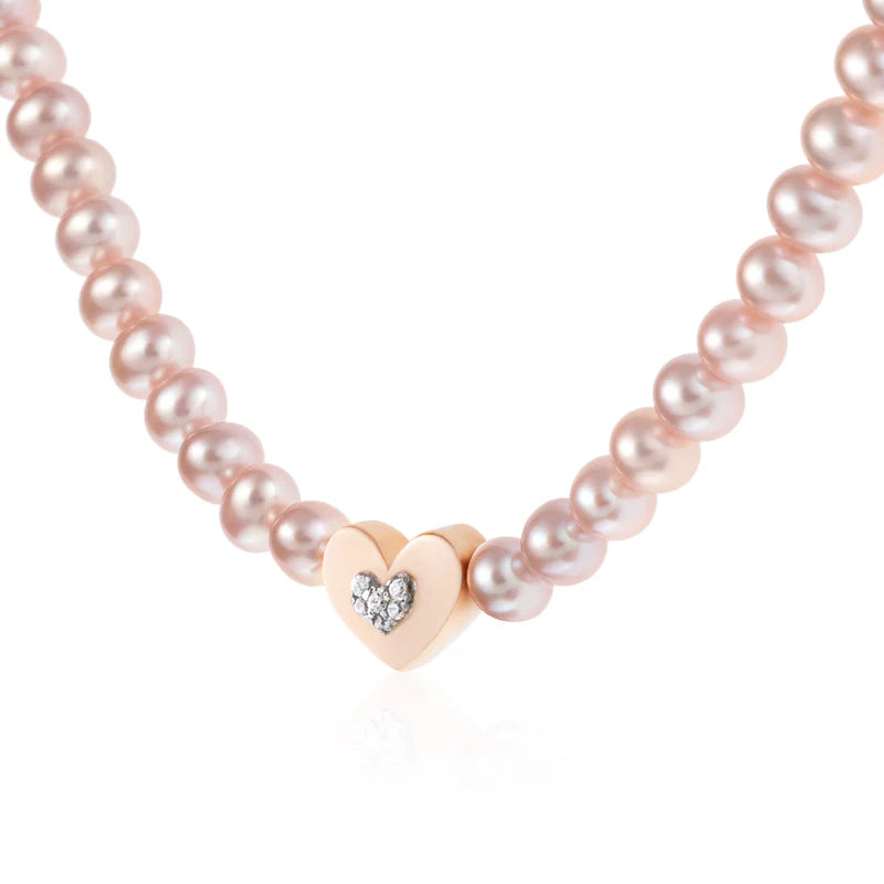 Roberto Giannotti | Collana di perle rosa con cuore