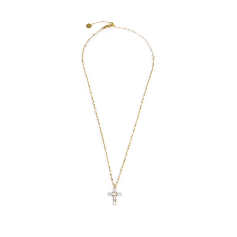 Marlù | Collana croce pendente con cristalli baguette
