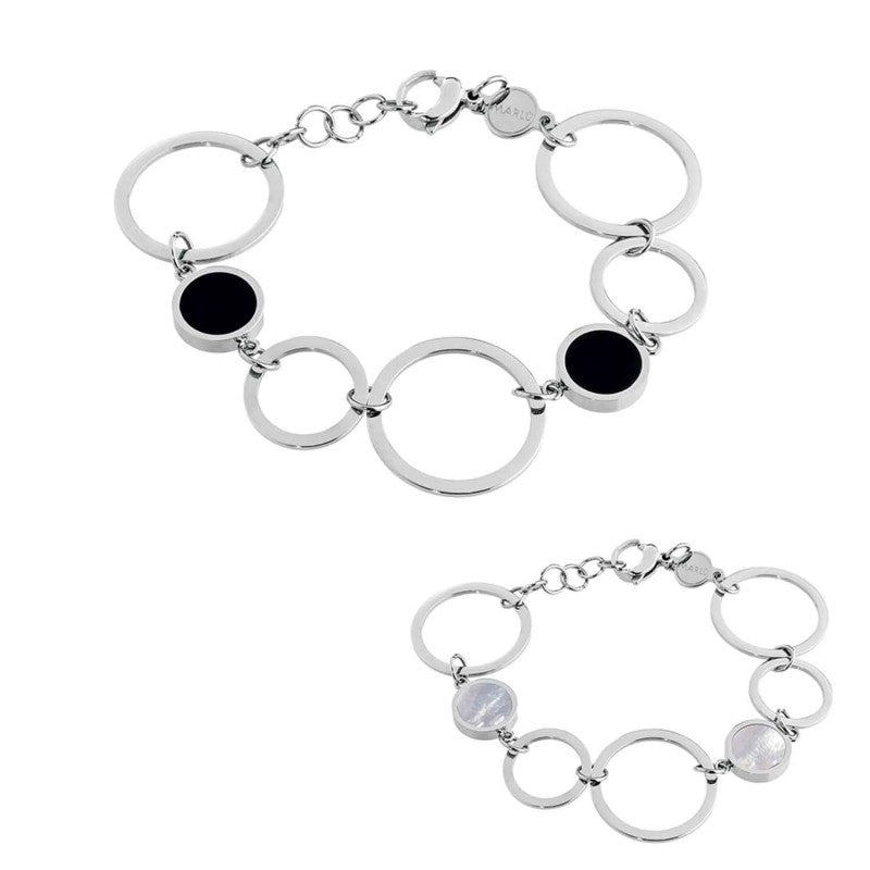 Marlù | Bracciale a cerchi con acrilico e madreperla