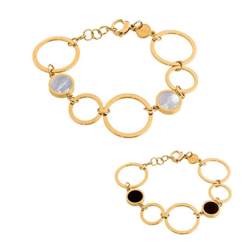 Marlù | Bracciale a cerchi con acrilico e madreperla