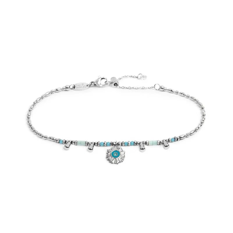 Marlù | Bracciale catena chicco di riso con sole pendente