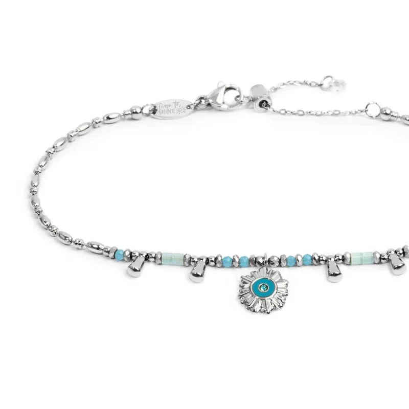 Marlù | Bracciale catena chicco di riso con sole pendente