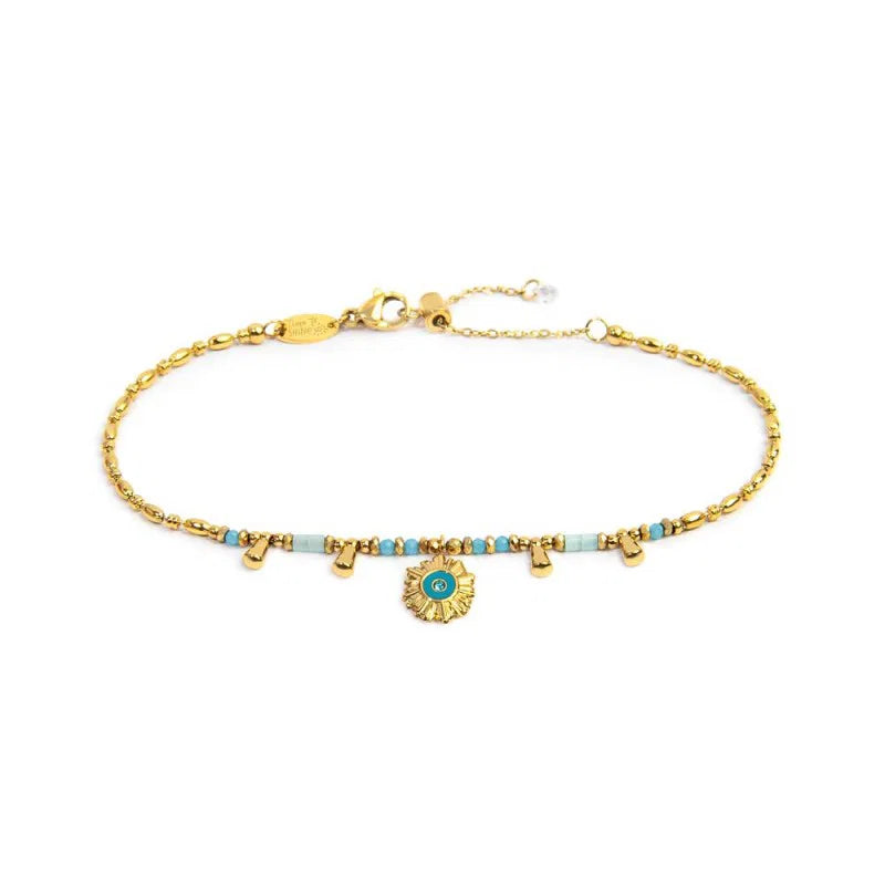 Marlù | Bracciale catena chicco di riso con sole pendente