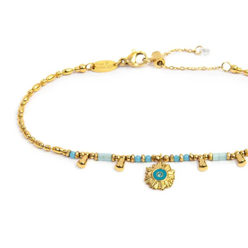 Marlù | Bracciale catena chicco di riso con sole pendente