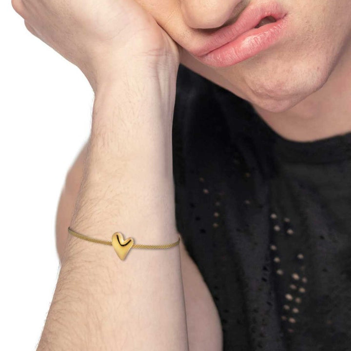 Marlù | Bracciale catena mesh con cuore irregolare