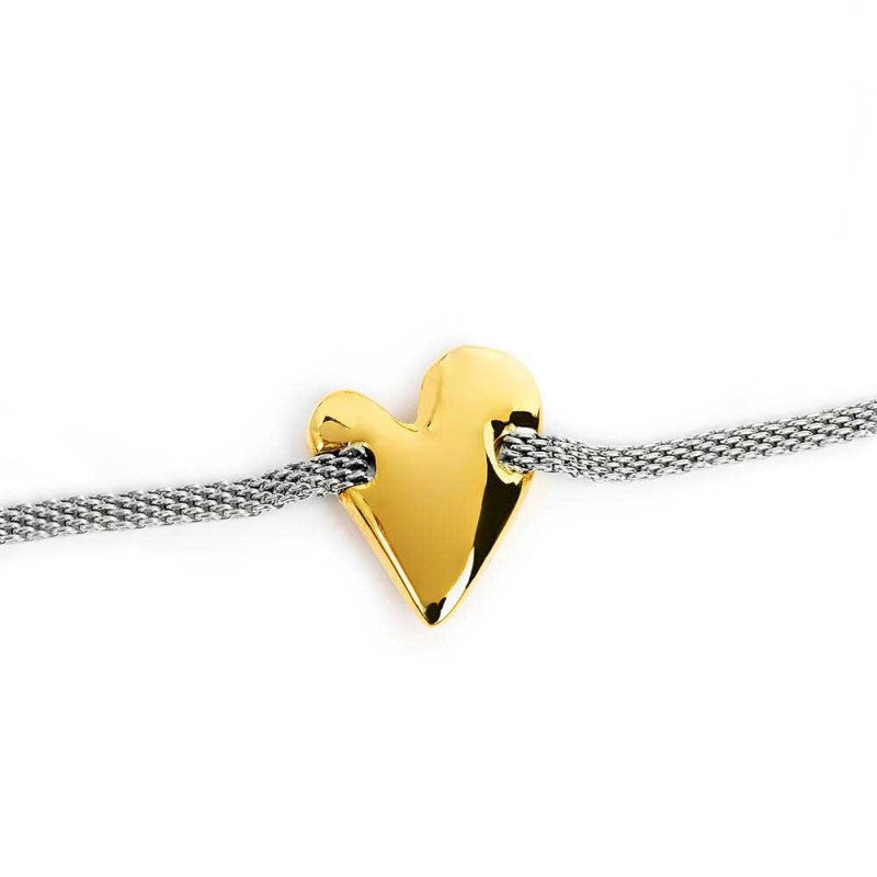 Marlù | Bracciale catena mesh con cuore irregolare