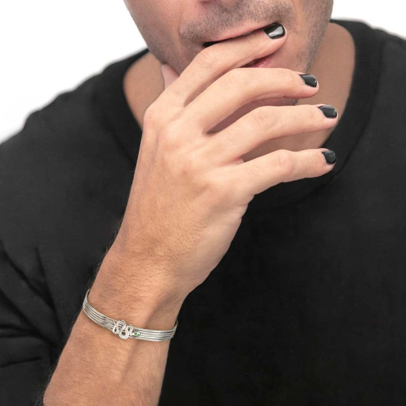 Marlù | Bracciale catena multifilo con serpente e zircone