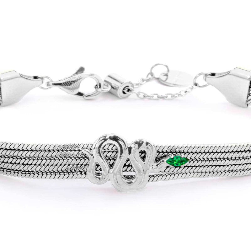 Marlù | Bracciale catena multifilo con serpente e zircone