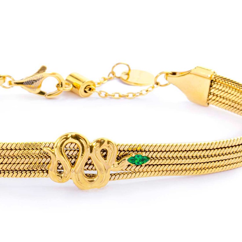 Marlù | Bracciale catena multifilo con serpente e zircone