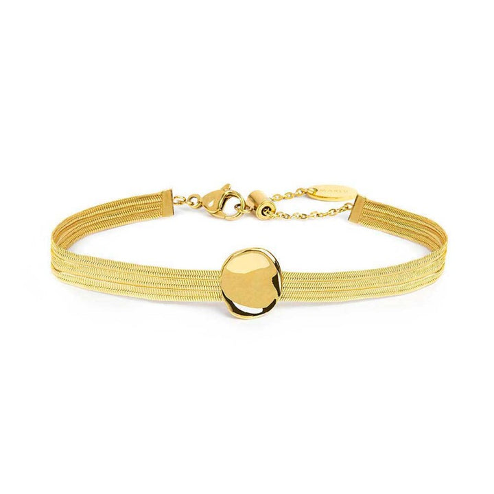 Marlù | Bracciale catena snake piatta multifilo con bottone martellato