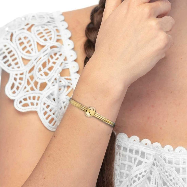 Marlù | Bracciale catena snake piatta multifilo con bottone martellato