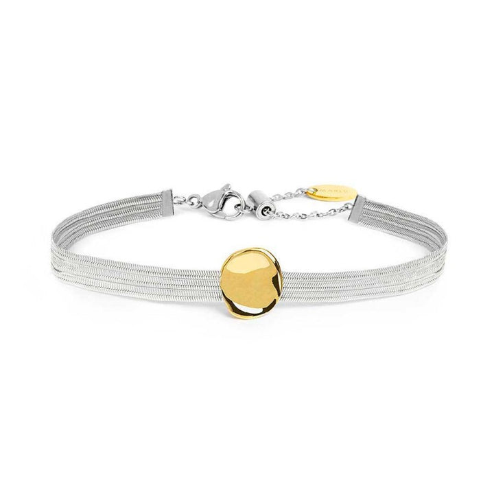Marlù | Bracciale catena snake piatta multifilo con bottone martellato