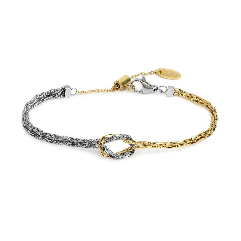 Marlù |Bracciale con nodo centrale catena snake e catena foxtail
