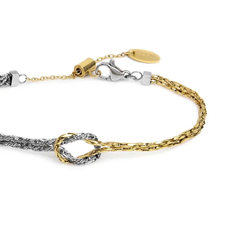 Marlù |Bracciale con nodo centrale catena snake e catena foxtail