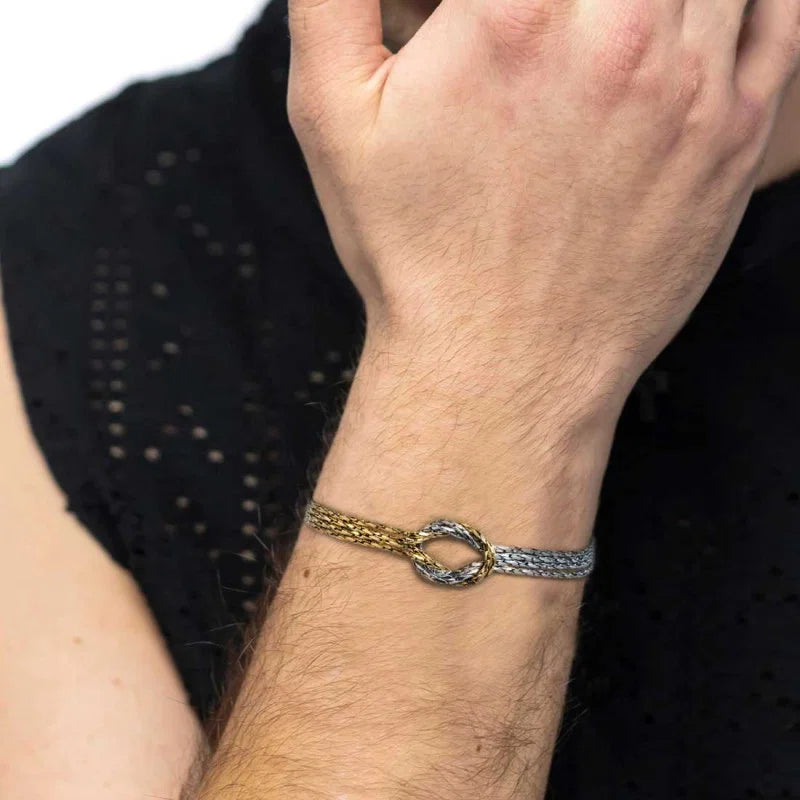 Marlù |Bracciale con nodo centrale catena snake quadrata ritorta