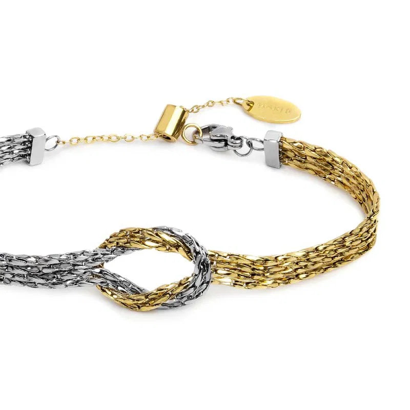 Marlù |Bracciale con nodo centrale catena snake quadrata ritorta