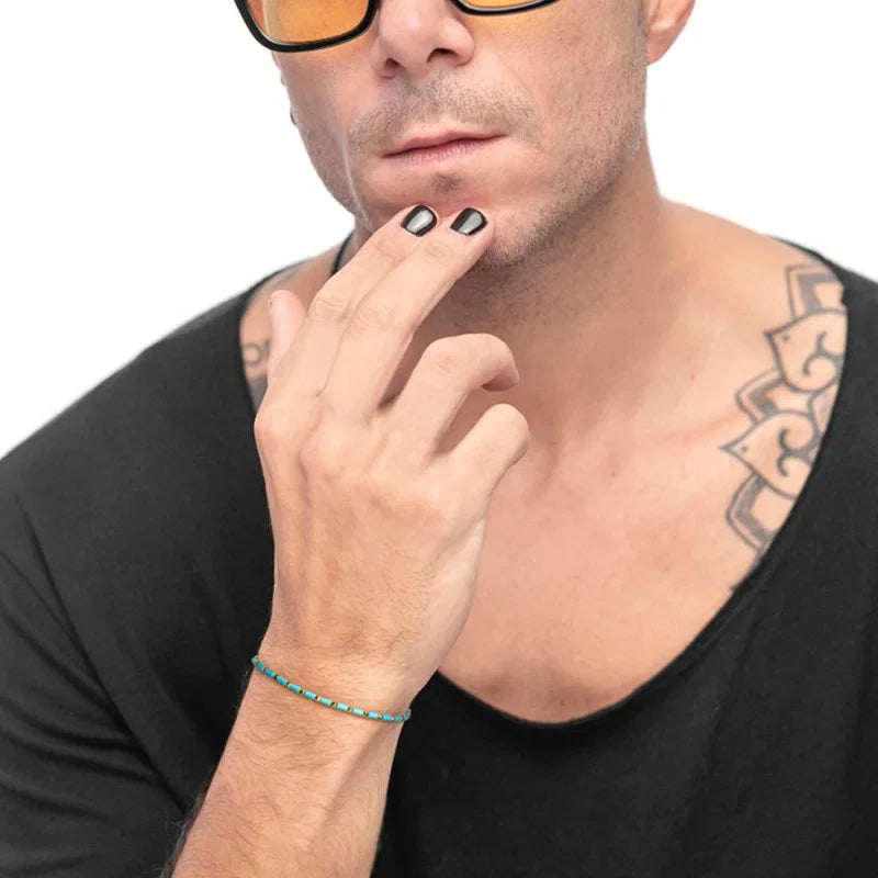 Marlù | Bracciale con perline a tubo turchesi ed ematite