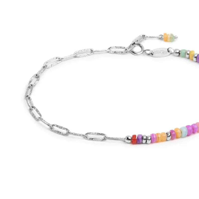 Marlù | Bracciale con perline colorate e catena a maglia larga