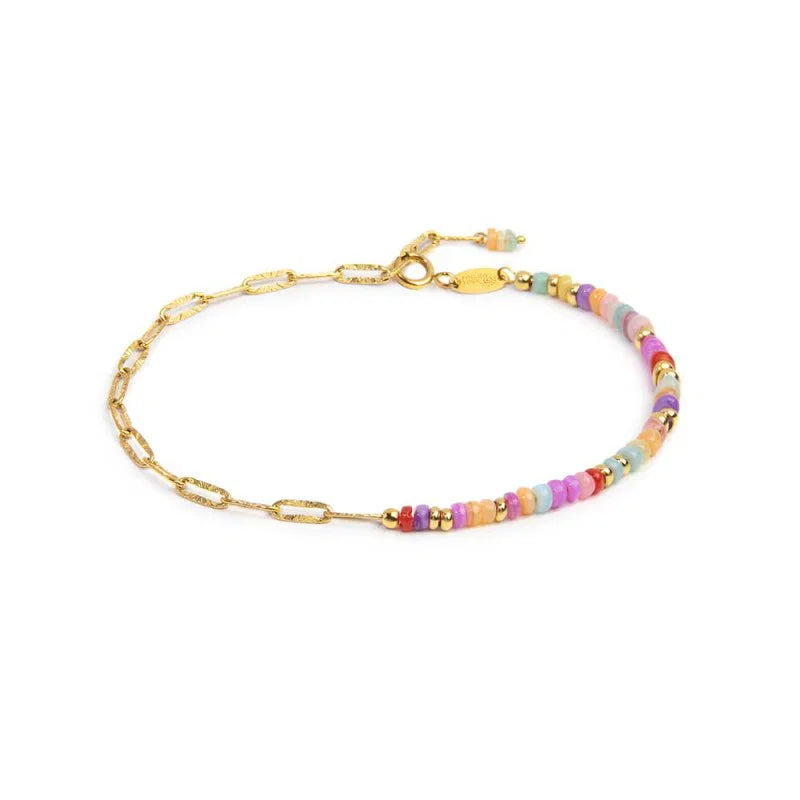 Marlù | Bracciale con perline colorate e catena a maglia larga