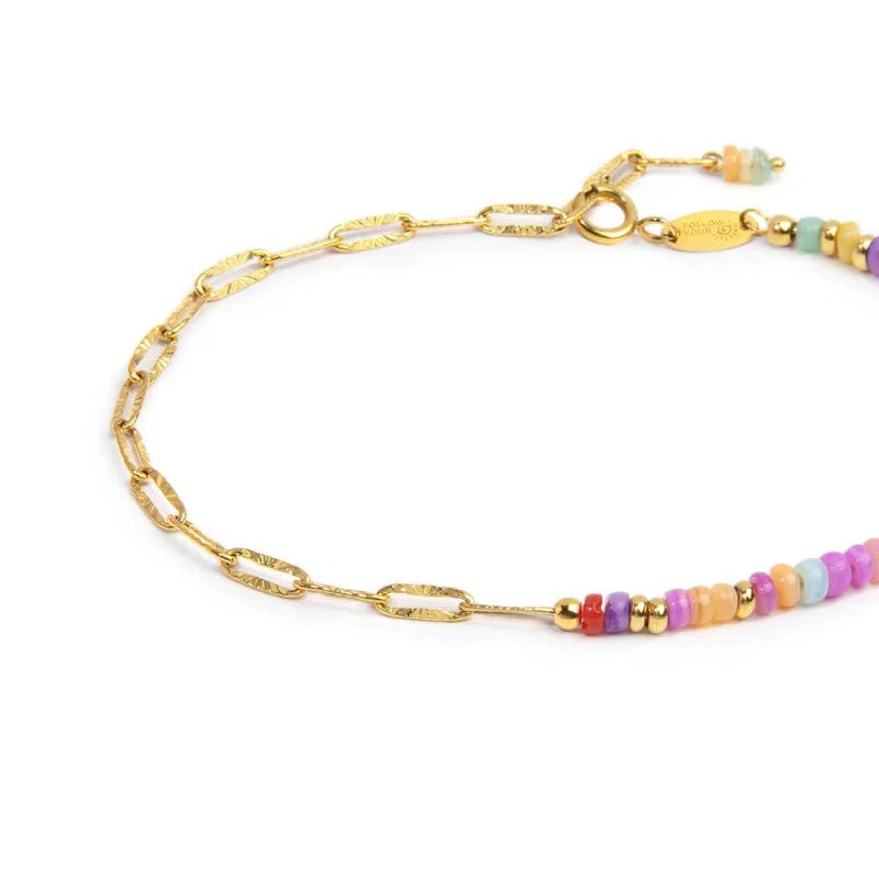 Marlù | Bracciale con perline colorate e catena a maglia larga