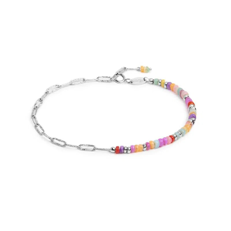 Marlù | Bracciale con perline colorate e catena a maglia larga