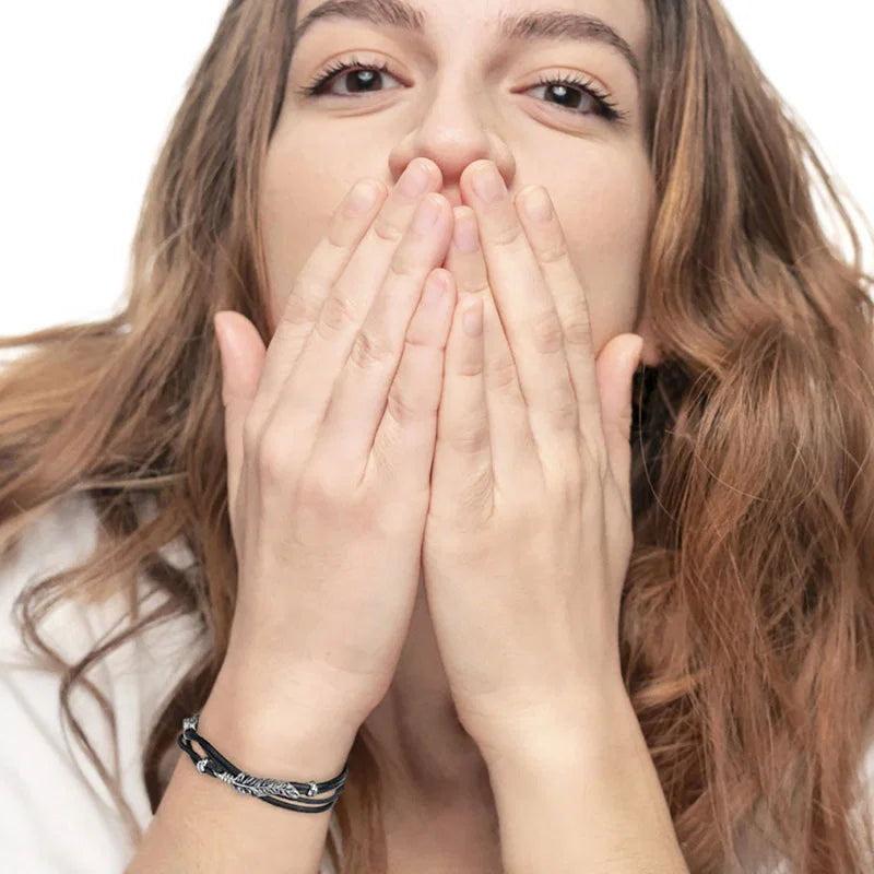 Marlù |Bracciale con piuma con cordino strobel doppio filo
