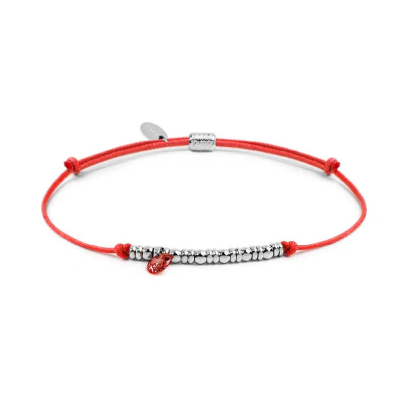 Marlù | Bracciale cordino con elementi acciaio e zircone pendente