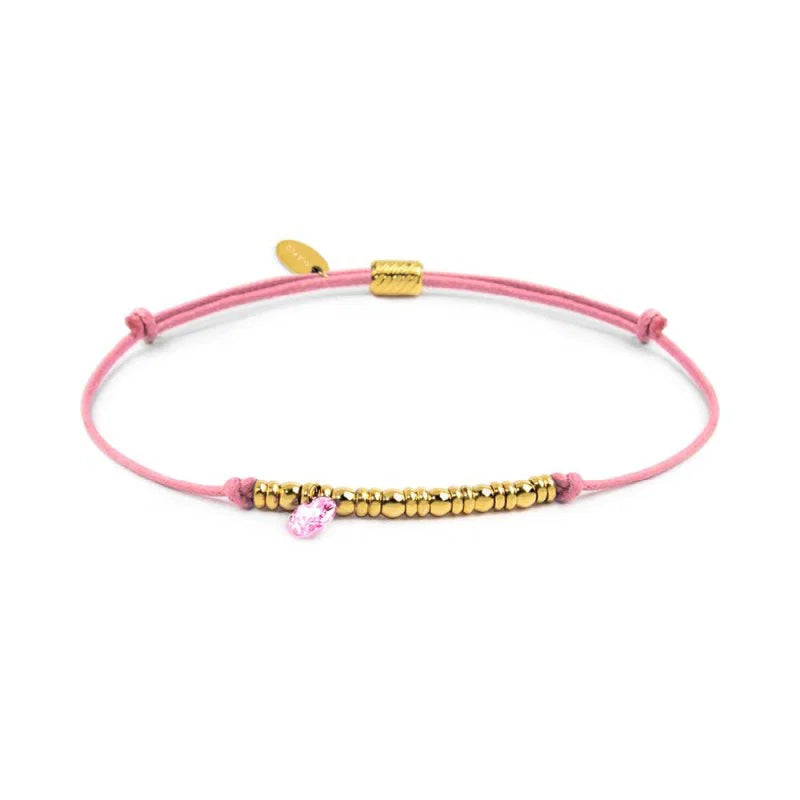 Marlù | Bracciale cordino con elementi acciaio e zircone pendente
