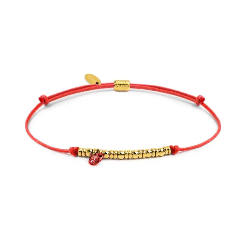 Marlù | Bracciale cordino con elementi acciaio e zircone pendente