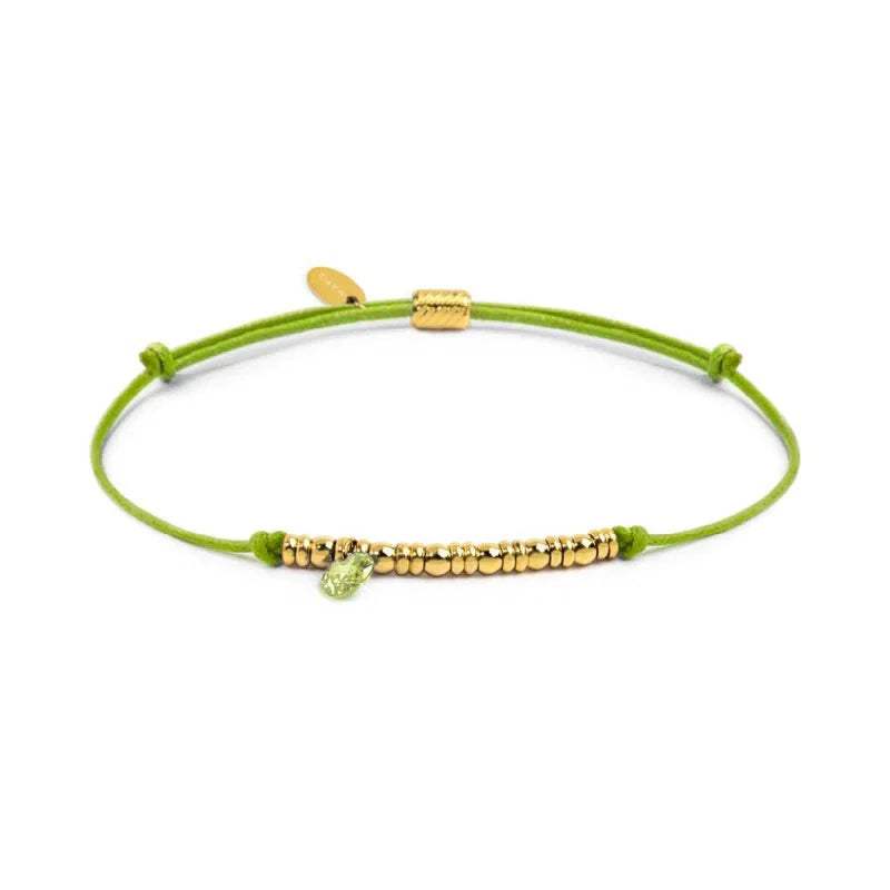 Marlù | Bracciale cordino con elementi acciaio e zircone pendente