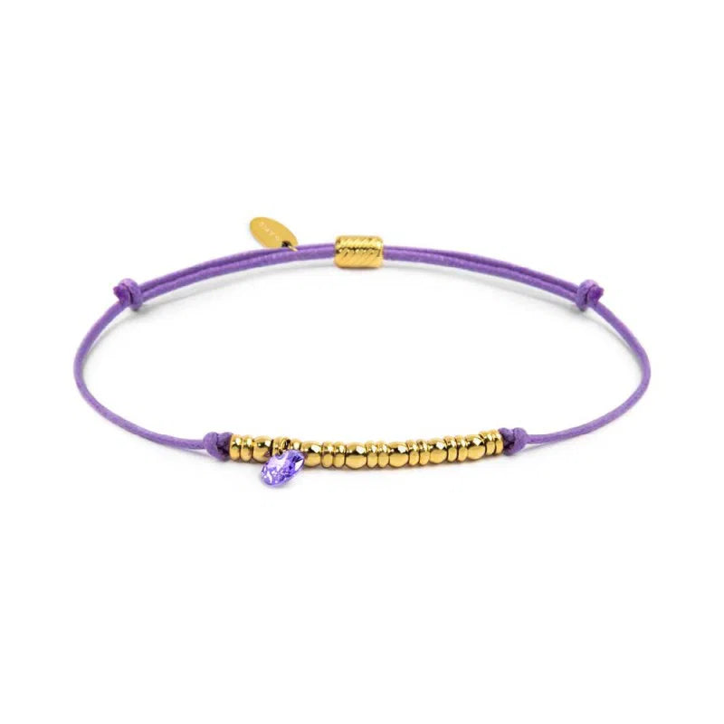 Marlù | Bracciale cordino con elementi acciaio e zircone pendente