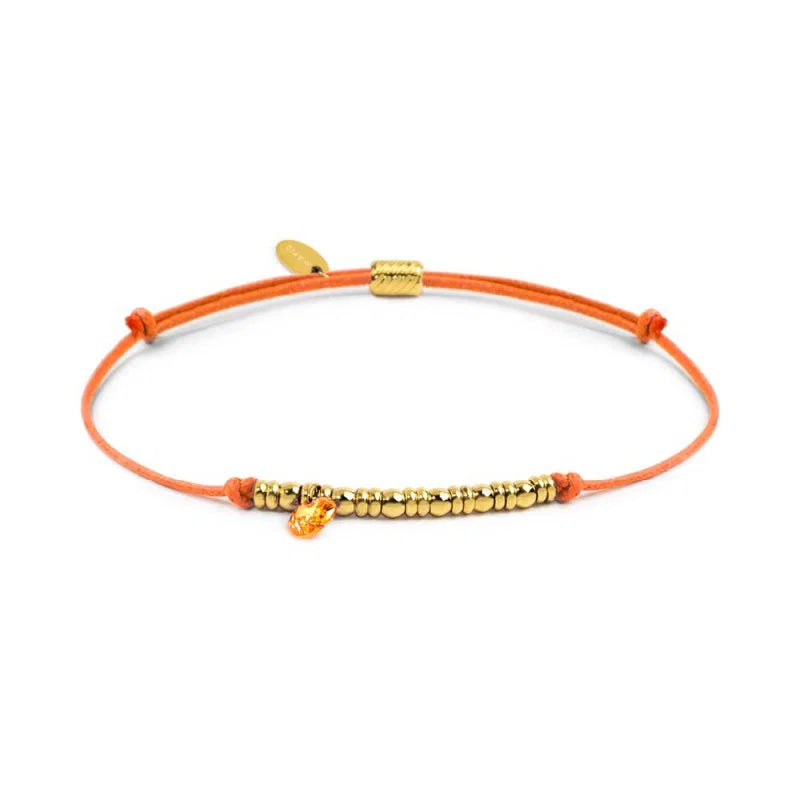 Marlù | Bracciale cordino con elementi acciaio e zircone pendente