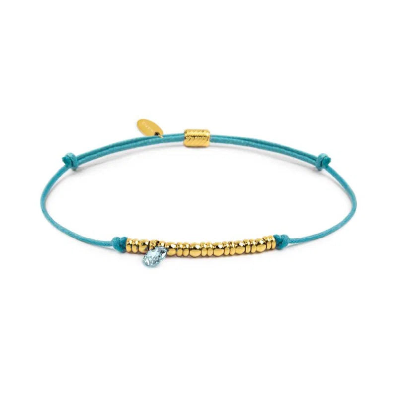 Marlù | Bracciale cordino con elementi acciaio e zircone pendente