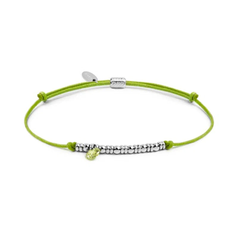 Marlù | Bracciale cordino con elementi acciaio e zircone pendente