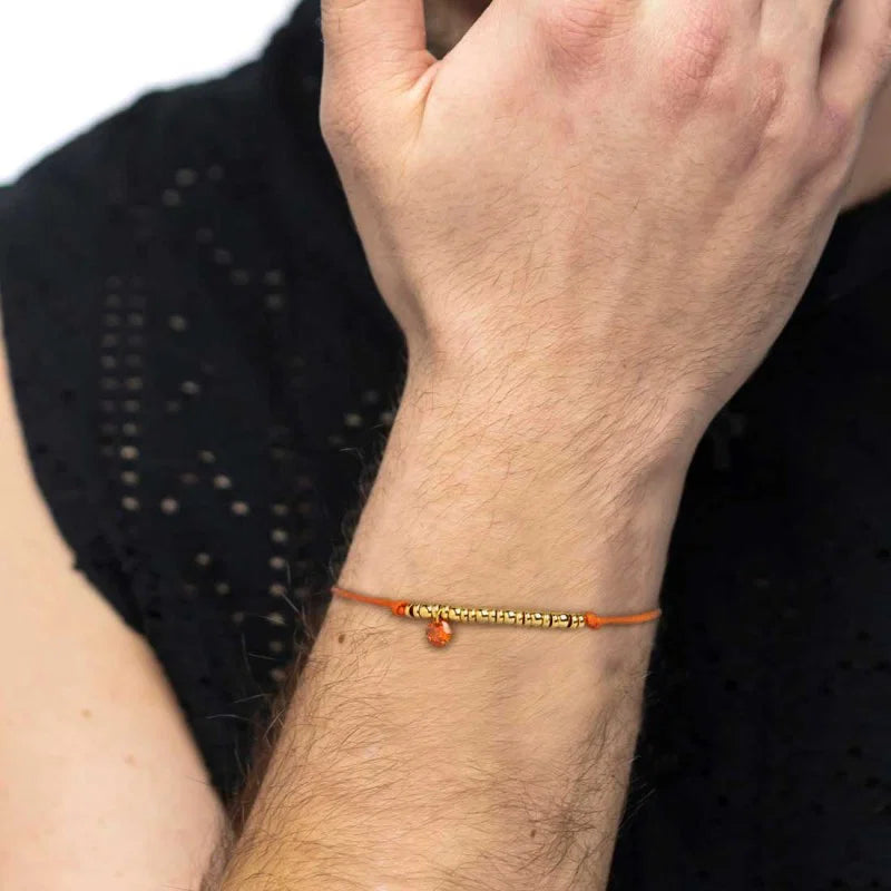 Marlù | Bracciale cordino con elementi acciaio e zircone pendente