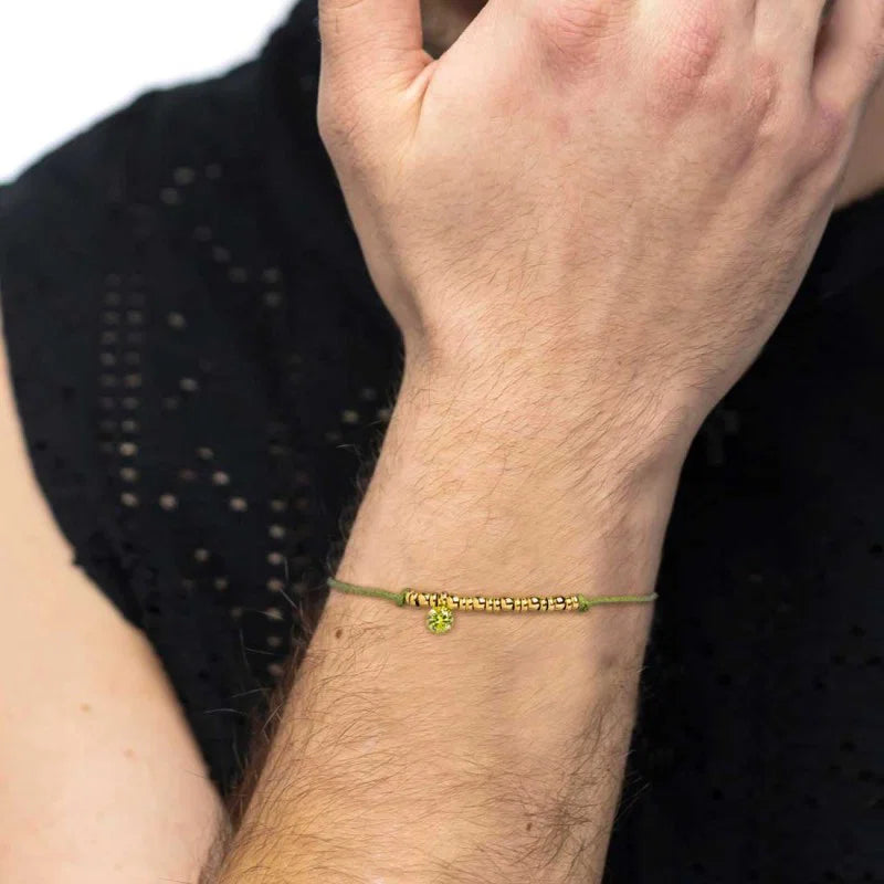 Marlù | Bracciale cordino con elementi acciaio e zircone pendente