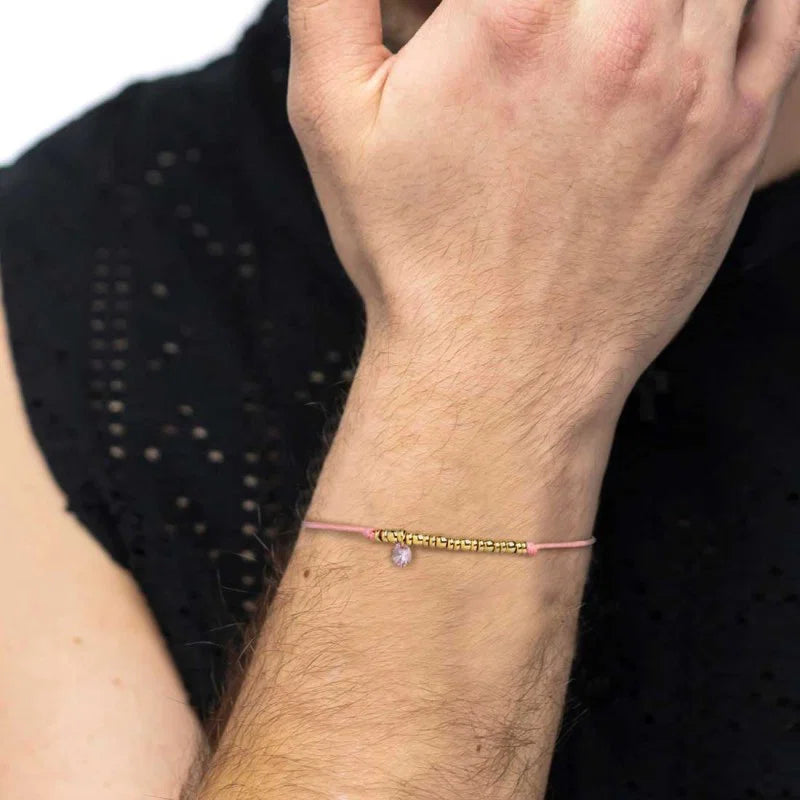 Marlù | Bracciale cordino con elementi acciaio e zircone pendente