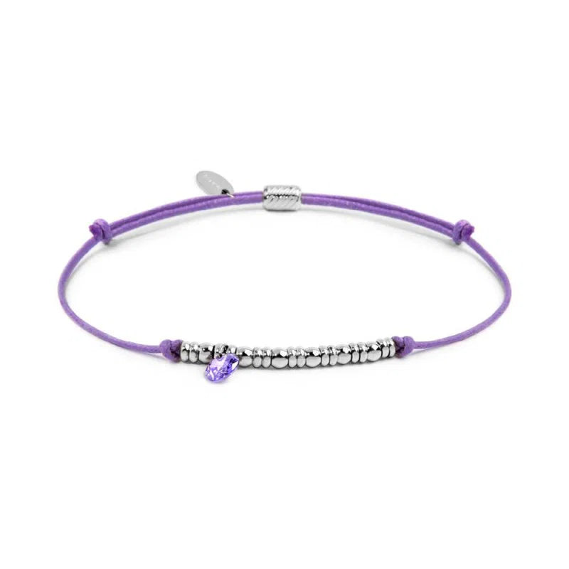 Marlù | Bracciale cordino con elementi acciaio e zircone pendente