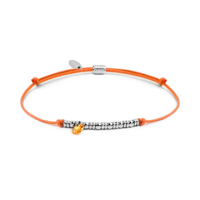 Marlù | Bracciale cordino con elementi acciaio e zircone pendente