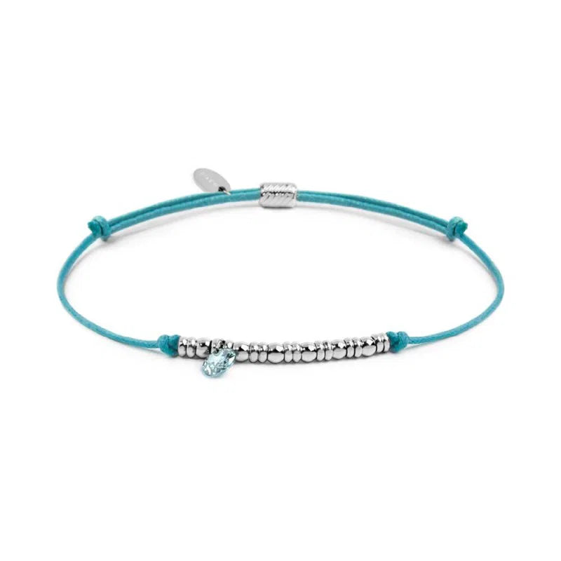 Marlù | Bracciale cordino con elementi acciaio e zircone pendente