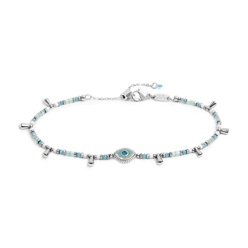 Marlù | Bracciale elementi di ematite sfacetttata con occhio centrale