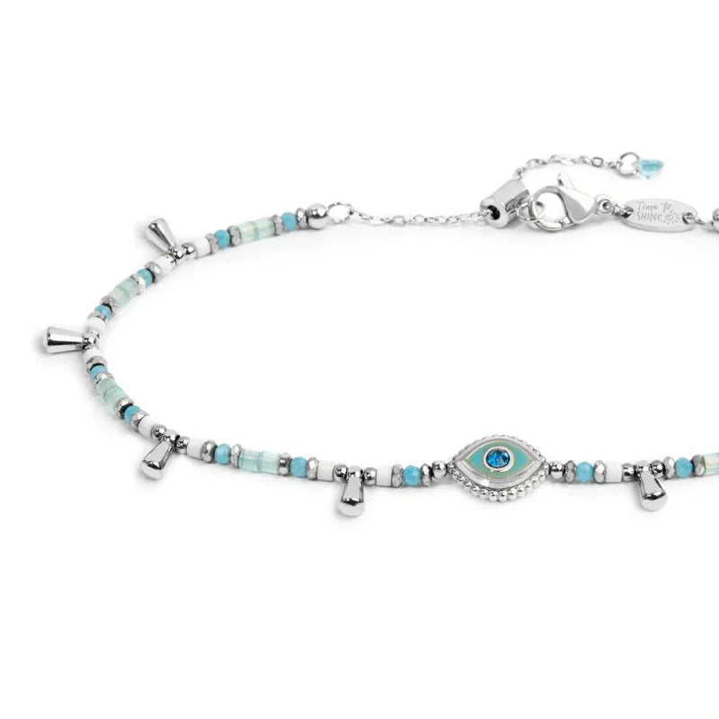 Marlù | Bracciale elementi di ematite sfacetttata con occhio centrale