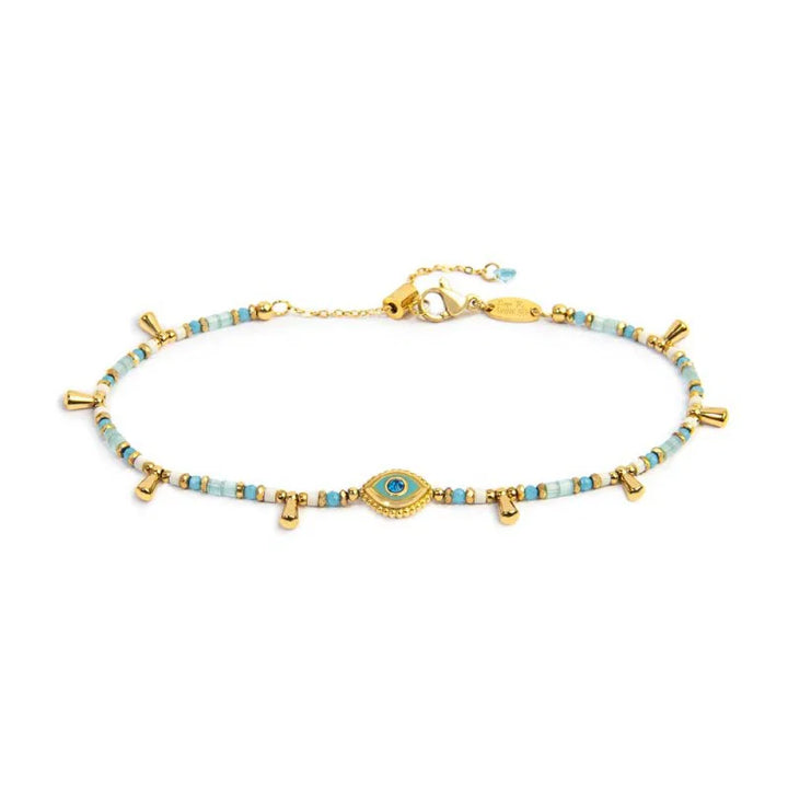 Marlù | Bracciale elementi di ematite sfacetttata con occhio centrale