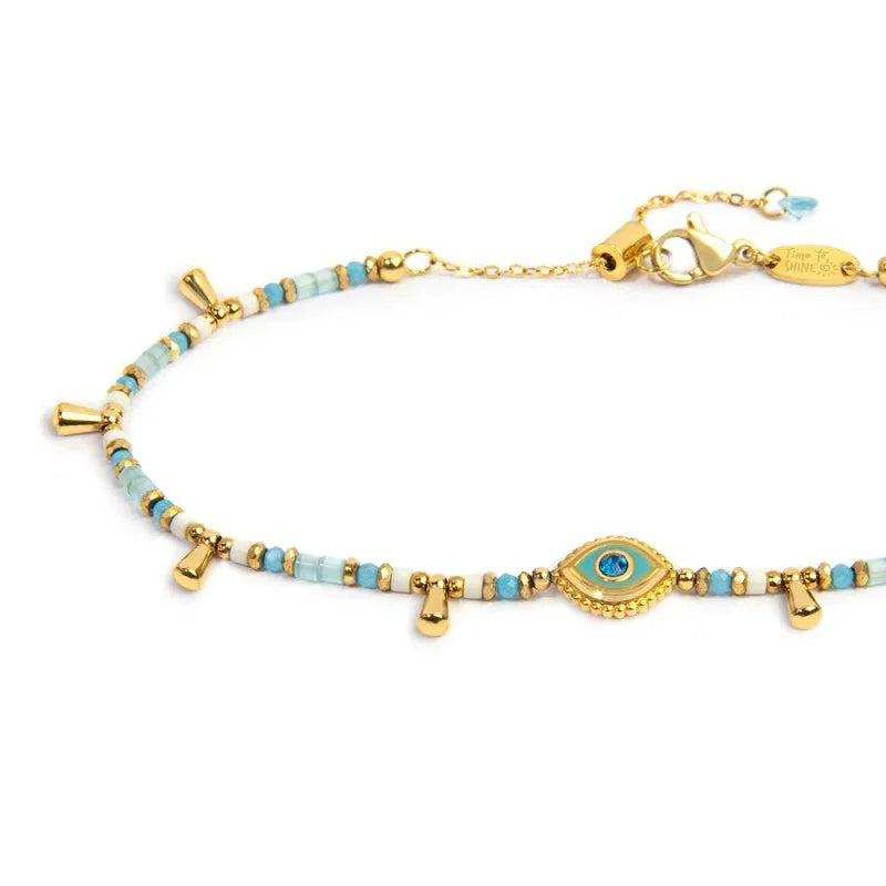 Marlù | Bracciale elementi di ematite sfacetttata con occhio centrale