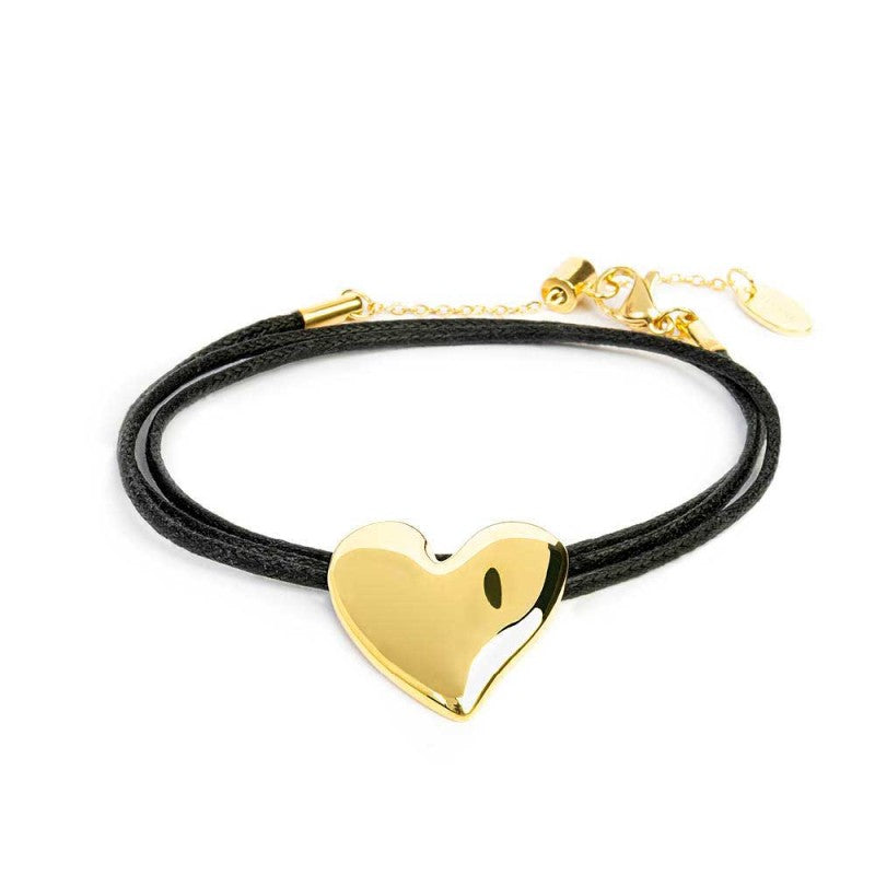 Marlù | Bracciale triplo filo con cordino cerato con cuore irregolare